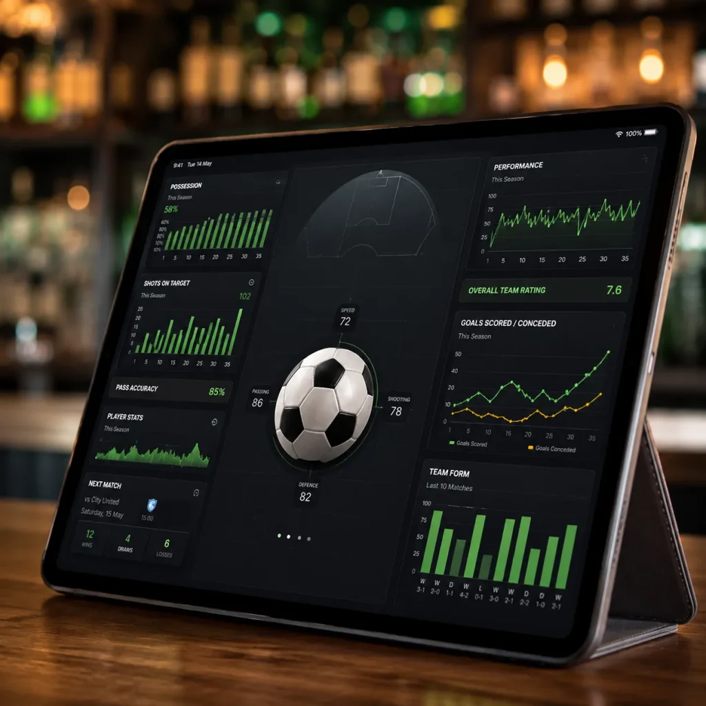 Analytics dashboard in a cozy bar Analytics dashboard in a cozy bar