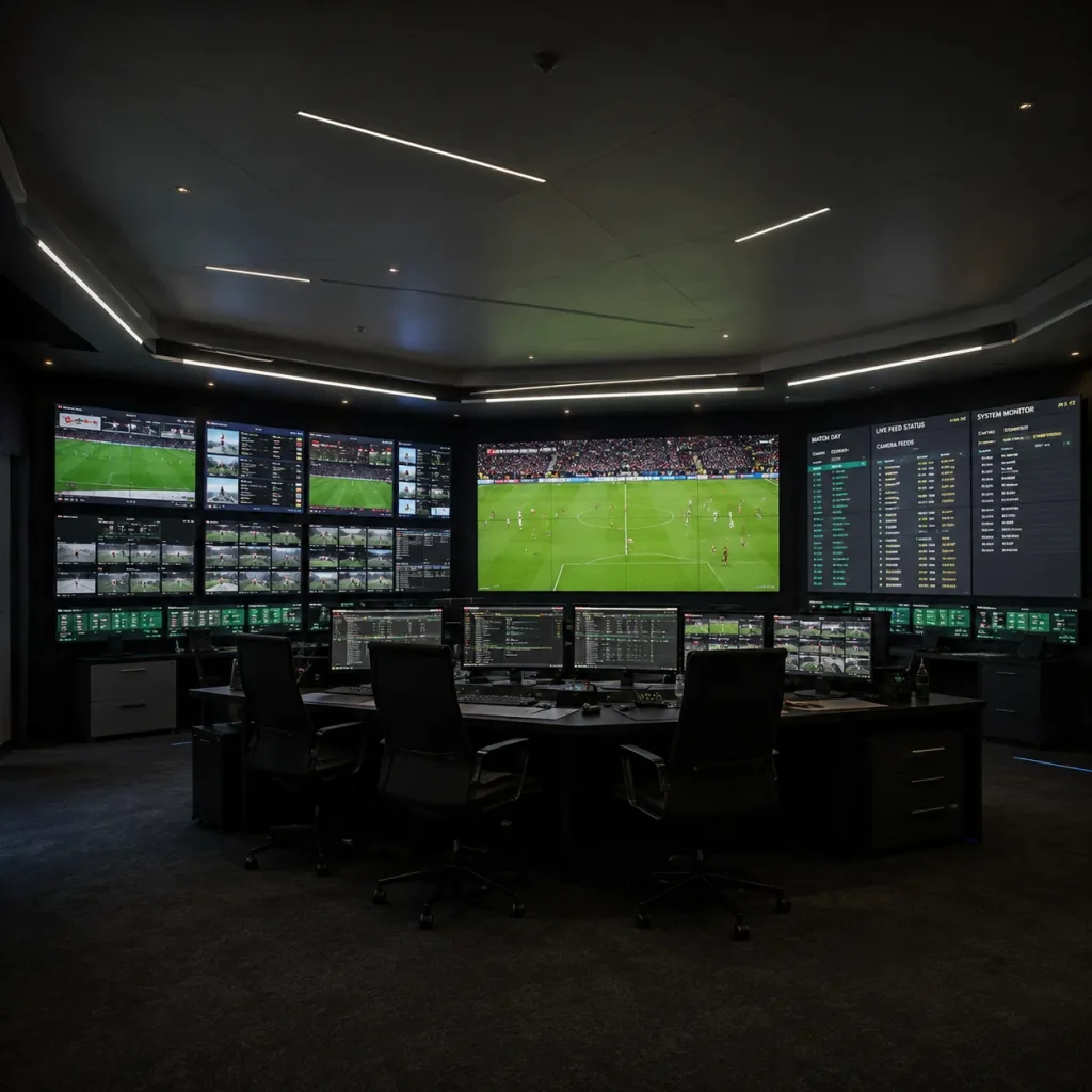 Live sports broadcast control center Live sports broadcast control center